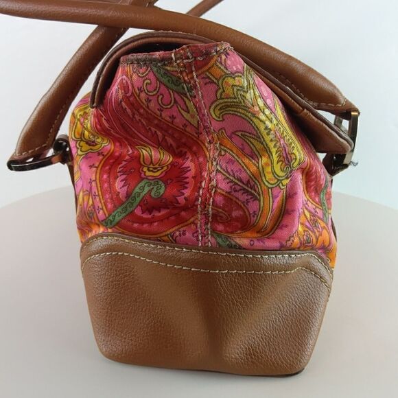 (3/$20) Liz Claiborne fuchsia paisley fabric and faux leather purse - Picture 5 of 16